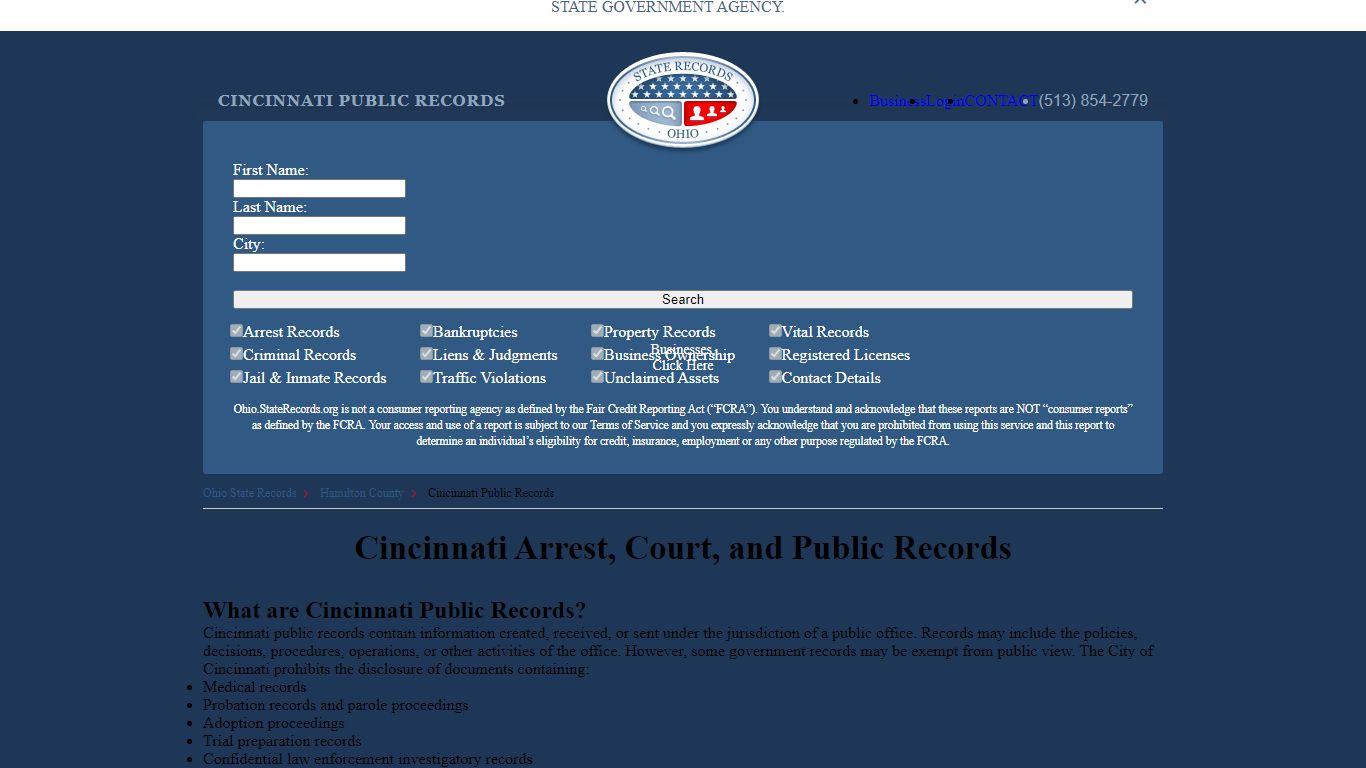 Cincinnati Arrest and Public Records | Ohio.StateRecords.org